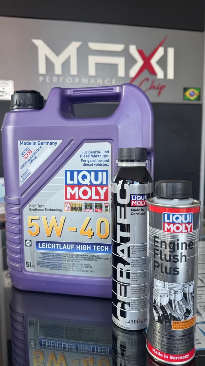 Óleo Liqui Moly 5W-40 Leichtlauf High Tech e aditivos premium usados na Maxi Chip